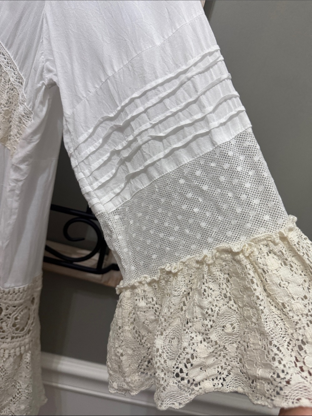 Ivory Crochet Lace Boho Tunic L - Picture 6 of 13